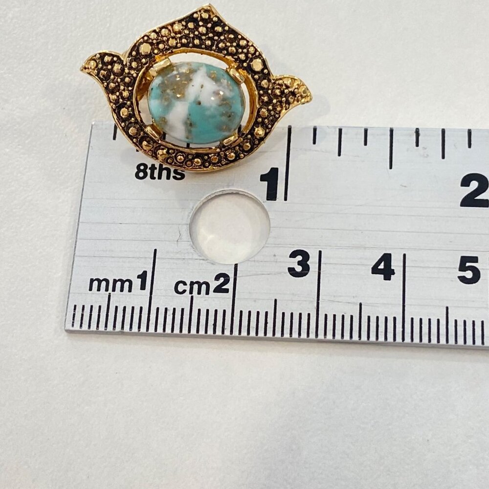 Vintage Sarah Coventry Turquoise & Pearl Clip-On Earrings With Matching Brooch - Picture 8 of 11